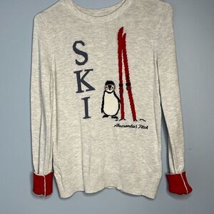 Abercrombie & Fitch SKI Penguin Crewneck Grey Ladies Small Sweater